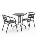 Τραπεζαρία Vergo-Tade pakoworld 3τεμ μαύρο μέταλλο Φ60x70εκ