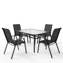 Τραπεζαρία Calan-Ensure pakoworld 5τεμ μέταλλο-γυαλί σε μαύρη απόχρωση 140x80x70εκ