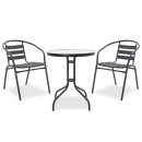 Τραπεζαρία Watson-Tade pakoworld σετ 3τεμ μέταλλο μαύρο-γυαλί Φ60x70εκ