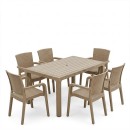 Τραπεζαρία Explore-Halcyon pakoworld σετ 7τεμ PP cappuccino 150x90x73,5εκ