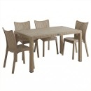 Τραπεζαρία Explore-Confident pakoworld σετ 5τεμ PP cappuccino 150x90x73,5εκ.