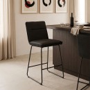 Σκαμπό μπαρ Essential pakoworld ύφασμα μαύρο-πόδι μάυρο μεταλλικό 53x64.5x107εκ | Συσκευασία 4 τμχ