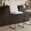 Σκαμπό μπαρ Essential pakoworld ύφασμα λευκό-πόδι μάυρο μεταλλικό 53x64.5x107εκ | Συσκευασία 4 τμχ