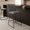 Σκαμπό μπαρ Essential pakoworld ύφασμα γκρι-πόδι μάυρο μεταλλικό 53x64.5x107εκ | Συσκευασία 4 τμχ