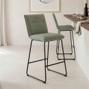 Σκαμπό μπαρ Essential pakoworld ύφασμα χακί-πόδι μάυρο μεταλλικό 53x64.5x107εκ | Συσκευασία 4 τμχ