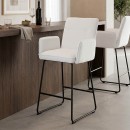 Σκαμπό μπαρ Essential pakoworld ύφασμα λευκό-πόδι μαύρο μεταλλικό 57x64.5x107εκ | Συσκευασία 4 τμχ