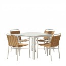 Τραπεζαρία Kliton - Clutch σετ 5τεμ pakoworld αλουμίνιο σε λευκή απόχρωση 80x80x74εκ