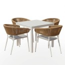 Τραπεζαρία Kliton - Raven σετ 5τεμ pakoworld αλουμίνιο σε λευκή απόχρωση 80x80x74εκ