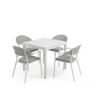 Τραπεζαρία Kliton - Pino σετ 5τεμ pakoworld αλουμίνιο σε λευκή απόχρωση 80x80x74εκ