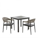 Τραπεζαρία Kliton- Elation σετ 3τεμ pakoworld αλουμίνιο σε ανθρακί απόχρωση 80x80x74εκ