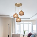 Φωτιστικό οροφής τρίφωτο PWL-1121 pakoworld Ε27 μπεζ-χρυσό Φ40x80εκ