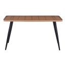 Τραπέζι Naoki pakoworld γυάλινο- pe rattan σε φυσική απόχρωση με μαυρα πόδια 140x80x78εκ