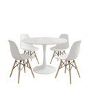 Τραπεζαρία Julita-Balou pakoworld σετ 5τεμ pp-mdf σε λευκό μαρμάρου απόχρωση Φ120x73εκ