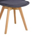 Καρέκλα Gaston pakoworld γκρι σκούρο ύφασμα και ξύλινο πόδι σε φυσική απόχρωση 48x55x83εκ