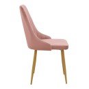 Καρέκλα Azori pakoworld σάπιο μήλο βελούδο με πόδι μετάλλου σε φυσική απόχρωση 49x55x85εκ | Συσκευασία 2 τμχ