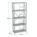 Βιβλιοθήκη Tikilmo pakoworld oak μελαμίνης-μαύρο μέταλλο 88x34x180εκ