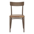 Καρέκλα Zerca pakoworld σκελετός καφέ μέταλλο με rubberwood σε φυσική απόχρωση 49x44x82εκ | Συσκευασία 2 τμχ