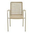 Πολυθρόνα Esence pakoworld στοιβαζόμενη αλουμίνιο cappuccino με pe σχοινί σε μπεζ απόχρωση 56x61,5x87,5εκ