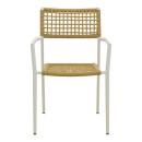 Πολυθρόνα Castal pakoworld στοιβαζόμενη μέταλλο σε λευκή -pe σχοινί σε φυσική απόχρωση 53x59x84εκ