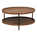 Τραπέζι σαλονιού Portogie pakoworld mdf καρυδί-μέταλλο μαύρο Φ80x40εκ