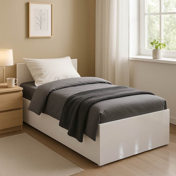 Κρεβάτι μονό Afina pakoworld σε λευκή glossy απόχρωση 90x200εκ