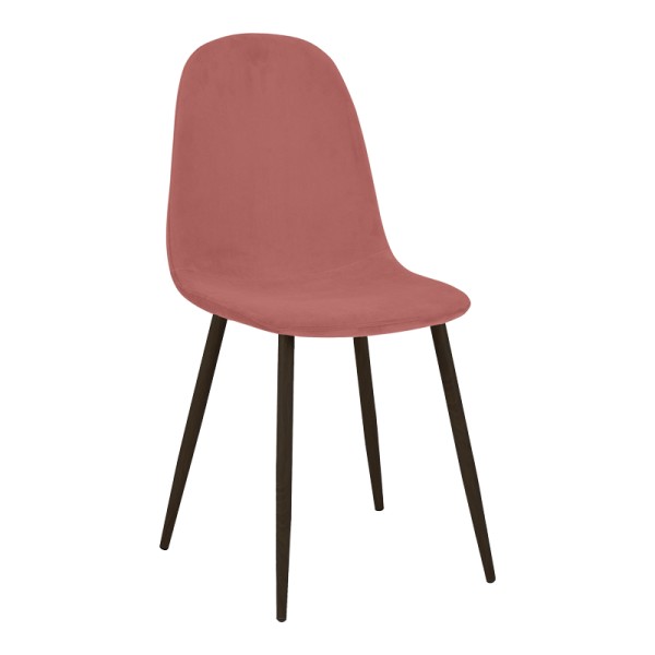 Καρέκλα Bella pakoworld σάπιο μήλο βελούδο με μεταλλικό μαύρο πόδι 43.5x52x89εκ | Συσκευασία 4 τμχ
