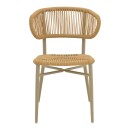 Καρέκλα στοιβαζόμενη Agus pakoworld αλουμίνιο καφέ-pe rattan σε φυσική απόχρωση 55x63x77εκ