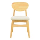 Καρέκλα Cardith pakoworld rubberwood-plywood σε φυσική απόχρωση-ύφασμα γκρι-μπεζ 48x51x78εκ