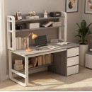 Γραφείο Soco pakoworld με ραφιέρα-MDF γκρι-λευκό 120x50x147εκ