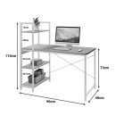 Γραφείο εργασίας Bencour pakoworld με βιβλιοθήκη mdf σε oak απόχρωση με λευκό μέταλλο 90x40x110εκ