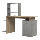 Γραφείο με βιβλιοθήκη και ντουλάπι Meza pakoworld sonoma-γκρι cement 146.3x55x128.8εκ