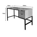 Γραφείο εργασίας Ramen pakoworld σε sonoma απόχρωση με μαύρα μεταλλικά πόδια 120x48x76εκ