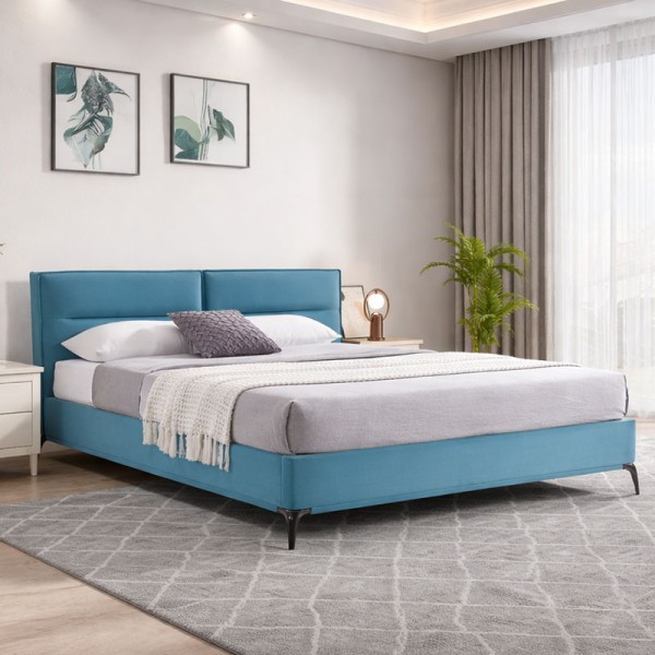 Κρεβάτι Ikina pakoworld βελούδο σε πετρόλ απόχρωση 160x200εκ