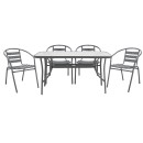 Τραπεζαρία Ensure-Tade pakoworld σετ 5τεμ μέταλλο-γυαλί σε ανθρακί απόχρωση 140x80x70εκ