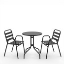 Tραπεζαρία Sussie-Vergo Ι pakoworld σετ 3τεμ μαύρο μέταλλο-αλουμίνιο Φ60x70εκ