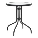 Τραπεζαρία Watson-Sussie pakoworld σετ 3τεμ μέταλλο μαύρο-γυαλί Φ60x70εκ