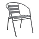 Tραπεζαρία Watson-Tade pakoworld σετ 3τεμ μέταλλο ανθρακί-γυαλί Φ60x70εκ