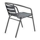 Tραπεζαρία Watson-Tade pakoworld σετ 3τεμ μέταλλο ανθρακί-γυαλί Φ60x70εκ