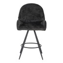 Σκαμπό μπαρ περιστρεφόμενο Morea pakoworld μπουκλέ ύφασμα σε μαύρη απόχρωση με μαύρα μεταλλικά πόδια 55x66x107.5εκ | Συσκευασία 2 τμχ