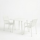 Τραπεζαρία Heven Vista pakoworld σετ 3τεμ λευκό αλουμίνιο 80x80x72εκ