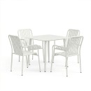 Τραπεζαρία Heven Vista pakoworld σετ 5τεμ λευκό αλουμίνιο 80x80x72εκ