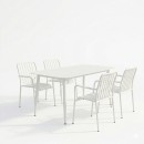 Τραπεζαρία Heven Vista pakoworld σετ 5τεμ λευκό αλουμίνιο 150x80x72εκ