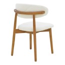 Καρέκλα Ubene pakoworld rubberwood σε καρυδί-μπουκλέ ύφασμα σε λευκή απόχρωση 51x56x79εκ | Συσκευασία 2 τμχ