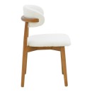 Καρέκλα Ubene pakoworld rubberwood σε καρυδί-μπουκλέ ύφασμα σε λευκή απόχρωση 51x56x79εκ | Συσκευασία 2 τμχ