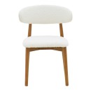 Καρέκλα Ubene pakoworld rubberwood σε καρυδί-μπουκλέ ύφασμα σε λευκή απόχρωση 51x56x79εκ | Συσκευασία 2 τμχ