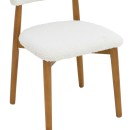 Καρέκλα Ubene pakoworld rubberwood σε καρυδί-μπουκλέ ύφασμα σε λευκή απόχρωση 51x56x79εκ | Συσκευασία 2 τμχ