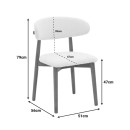 Καρέκλα Ubene pakoworld rubberwood σε καρυδί-μπουκλέ ύφασμα σε λευκή απόχρωση 51x56x79εκ | Συσκευασία 2 τμχ