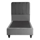 Κρεβάτι μονό Lunda pakoworld ανθρακί βελούδο 90x200εκ