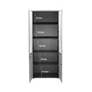 Ντουλάπα γραφείου με γυάλινες πόρτες Lotus pakoworld χρώμα φυσικό - ανθρακί 80x40x200εκ