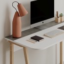 Γραφείο εργασίας Malia pakoworld λευκό-φυσικό-ανθρακί antique 120x60.5x75εκ